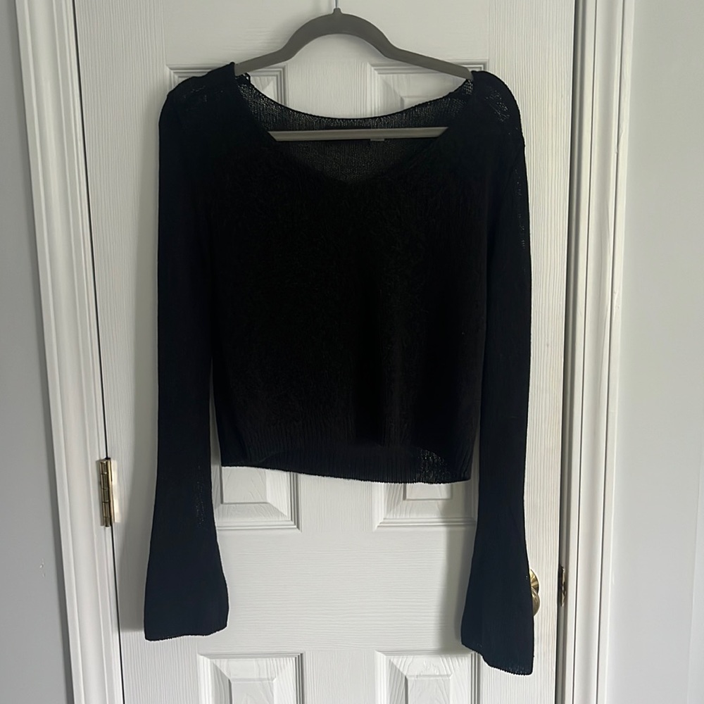 Black, cropped, light weigh knit sweater